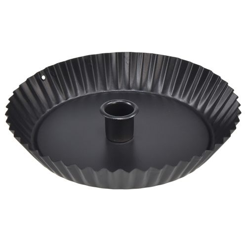 Bougeoir original en métal en forme de gâteau – noir, Ø 18 cm – décoration de table élégante – 4 pièces