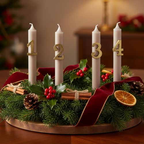 Épingles à bougies de l'Avent, chiffres 1 à 4, lot de 4, 4 cm, 4 pièces | Floristik24.be