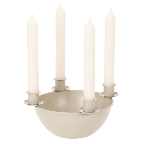Porte-bougies à 4 supports, couronne de l'Avent moderne, beige, 15 cm | Floristik24.be