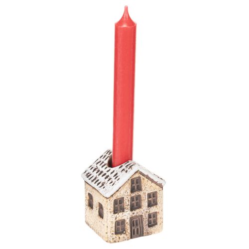 Bougeoir en céramique, maison décorative enneigée pour décoration de table, 7 cm, lot de 2 | Floristik24.be