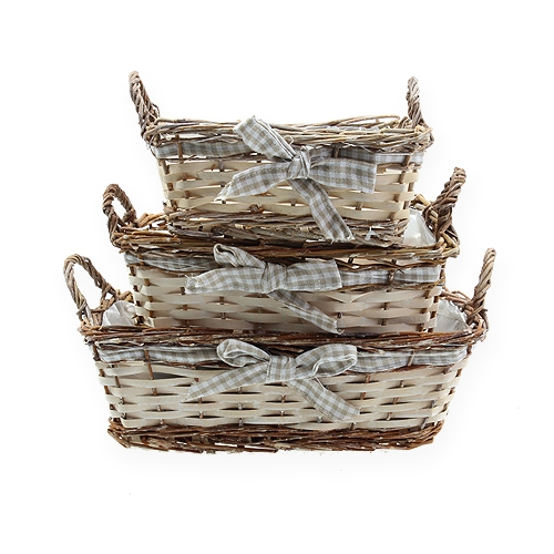 Floristik24 Panier en osier carré, lot de 3