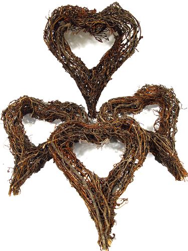 Floristik24 Couronne de branches en forme de coeur 20x25cm 4 pièces naturel