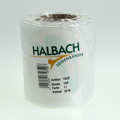 Floristik24 Ruban couronne blanc 100mm 25m