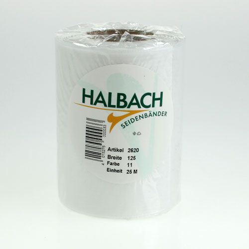 Floristik24 Ruban couronne blanc 125mm 25m