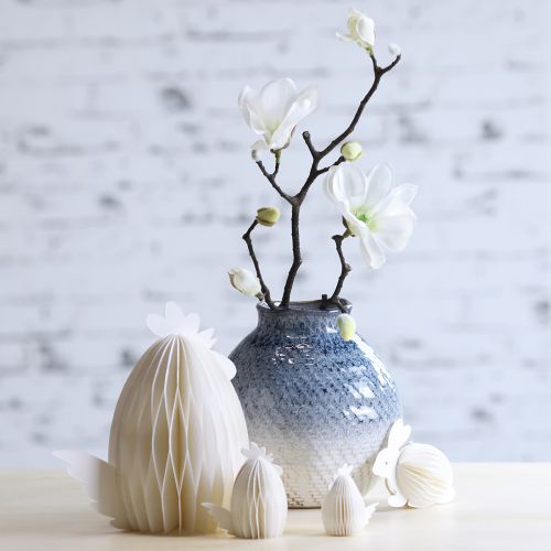 Article Figurine décorative en papier nid d&#39;abeille poulet blanc 28,5x15,5x30cm