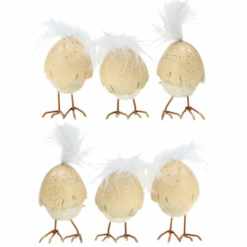 Article Poussin dans la coquille d&#39;oeuf blanc, crème 6cm 6pcs