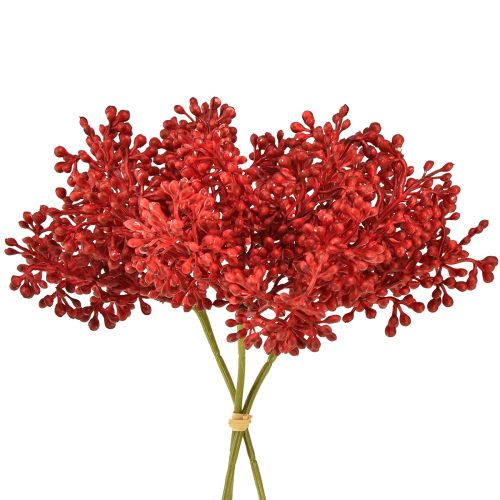 Floristik24 Baies artificielles décoration rouge pour couronne de l'Avent 32 cm 3 pièces en bouquet