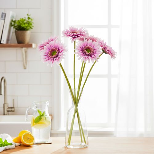 Gerberas artificiels pour jardin, violets, 47 cm, lot de 6 | Floristik24.be
