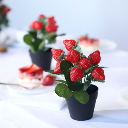 Floristik24 Fraisier artificiel en pot, plante artificielle 19 cm