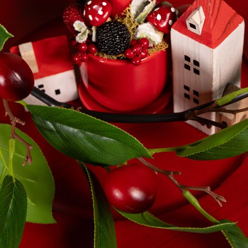 Article Guirlande artificielle de cerises. Idéale pour une décoration naturelle. Aspect floral. 160 cm.