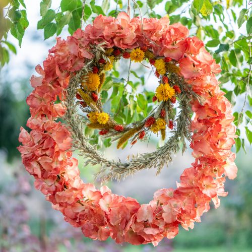 Article Hortensia artificiel Fleur décorative géante saumon Ø23cm L84cm