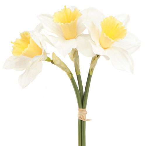 Article Jonquilles artificielles fleurs en soie jonquille blanche 40cm 3 pcs