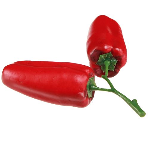 Article Poivrons rouges artificiels sur branche décoration végétale L8cm