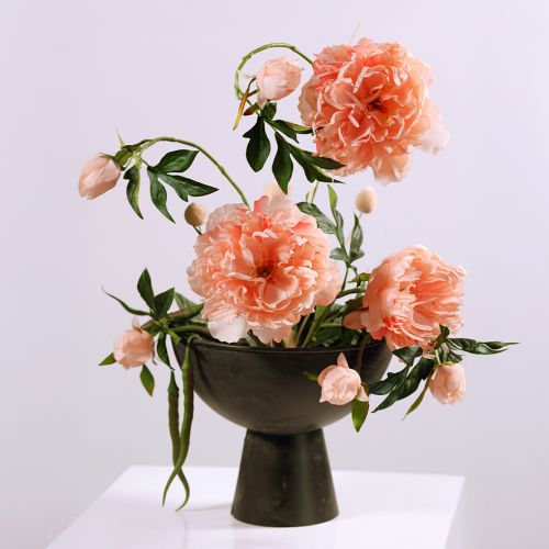 Article Pivoines artificielles Paeonia rose saumon L60 cm 2 pièces