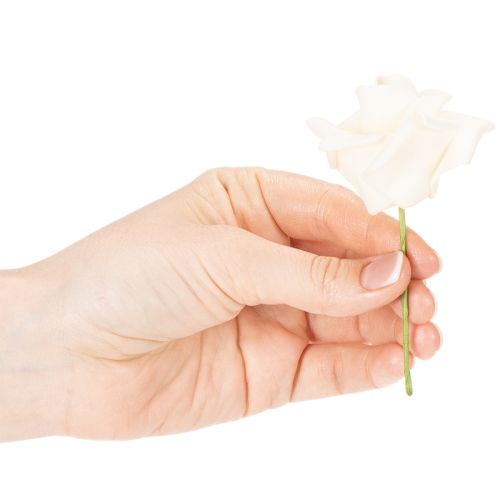 Roses artificielles couleur crème, fleur de 10 cm sur tige, lot de 100. | Floristik24.be