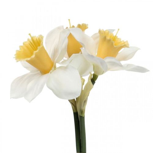 Jonquilles artificielles fleurs en soie jonquille blanche 40cm 3pcs