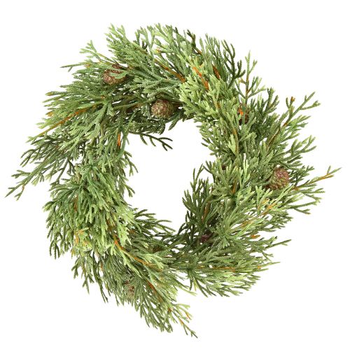 Petite couronne de sapin vert avec cônes artificiels Ø24cm