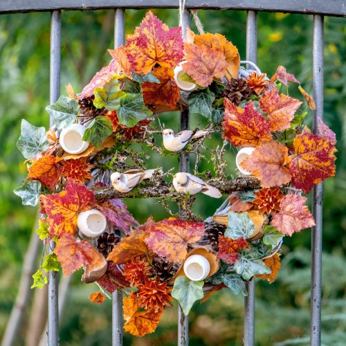 Article Feuilles de Vigne Artificielles Plantes Artificielles Rouge Orange Vert 63cm 3pcs