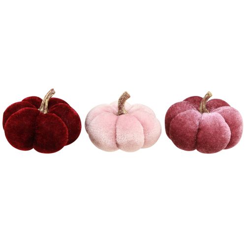 Article Citrouille en tissu décoration velours rose bordeaux Ø7cm 9 pcs