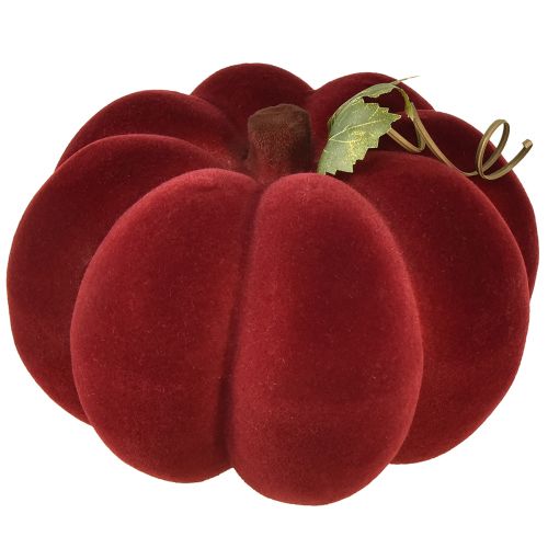 Article Décoration citrouille floquée citrouille rouge bordeaux aspect velouté 20cm 2pcs