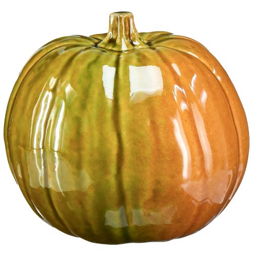 Floristik24 Citrouille décorative en céramique dans des tons vert vif - 17,5 cm - parfaite pour la décoration de table d'automne