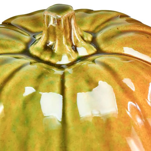 Floristik24 Citrouille décorative en céramique dans des tons vert vif - 17,5 cm - parfaite pour la décoration de table d'automne