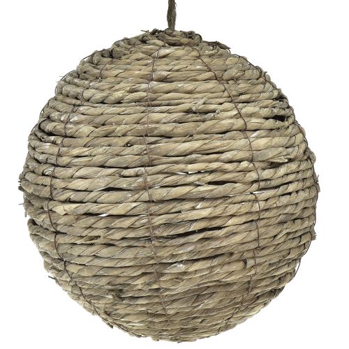 Article Boule à suspendre boule de paille gris lavé Ø25cm
