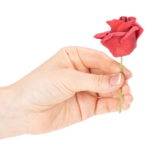 Roses rouges artificielles avec tige, 5 cm, lot de 100 | Floristik24.be
