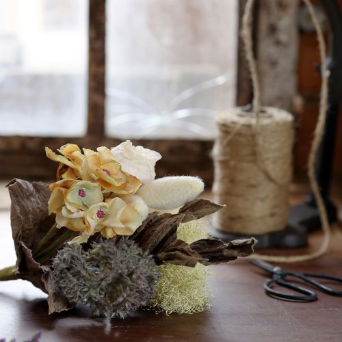 Article Bouquet de fleurs artificielles rose hortensia aspect sec décoration vintage 38cm