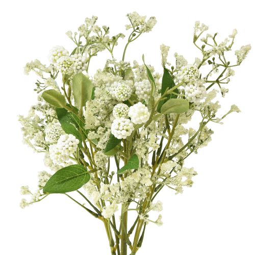 Article Bouquet de fleurs artificielles fleurs en soie branche de baies blanc 48cm