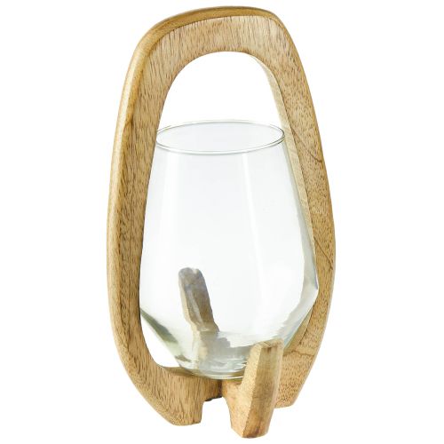 Floristik24 Lanterne bois verre lanterne décorative bois de manguier naturel Ø14cm H26cm