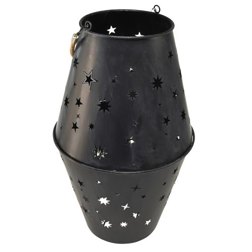 Article Lanterne suspendue en métal anthracite avec étoiles - Ø18,5 cm, hauteur 50 cm - Éclairage extérieur et intérieur élégant