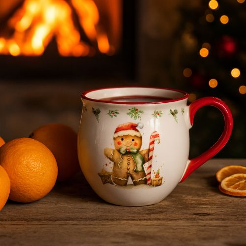 Floristik24 Mug Bonhomme en pain d'épice, tasse de Noël en céramique, H9,5 cm