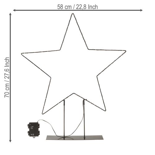 Article Étoile LED sur pied 150 Micro LED blanc chaud métal Ø58cm