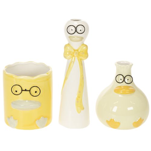Figurines décoratives en céramique canards avec lunettes - Set de 3 - 25 cm | Floristik24.be