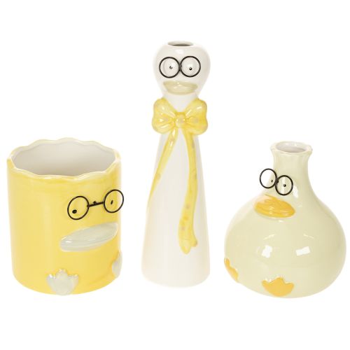 Figurines décoratives en céramique canards avec lunettes - Set de 3 - 25 cm | Floristik24.be