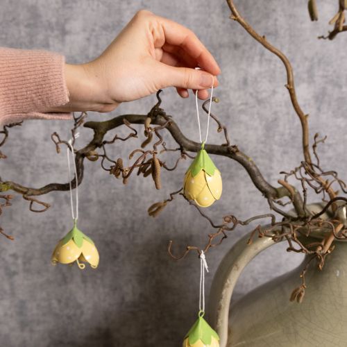 Article Fleur suspendue en métal pour une décoration romantique intérieure et extérieure, 6 cm, lot de 6