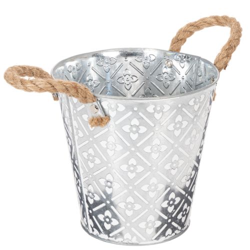 Pot de fleurs en métal avec poignées, jardinière à motif floral Ø18cm | Floristik24.be