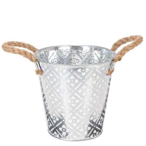 Pot de fleurs en métal avec poignées, jardinière à motif floral Ø18cm acheter | Floristik24.be