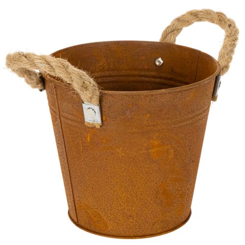 Pot en métal avec anses, pot à herbes, décor rouille Ø16,5 cm H15 cm acheter | Floristik24.be