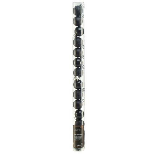 Article Mini Boules d'Arbre Noir Plastique Incassable Ø3cm 14pcs