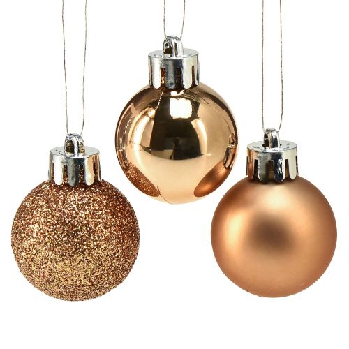 Floristik24 Mini boules de sapin de Noël bronze incassable Ø3cm H3,5cm 14pcs