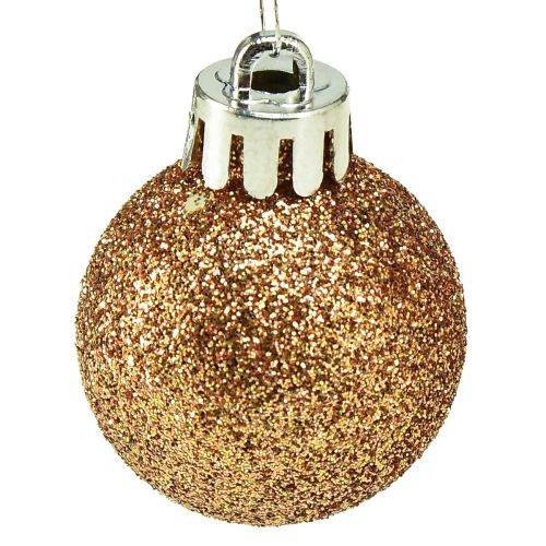 Article Mini boules de sapin de Noël bronze incassable Ø3cm H3,5cm 14pcs