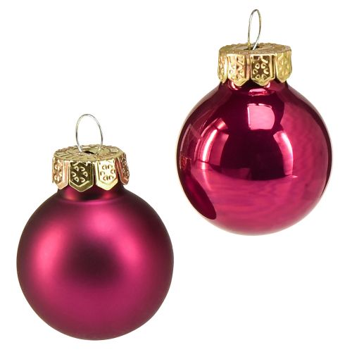 Article Mini boules en verre boules de sapin de Noël rose Ø2,5cm 22 pcs