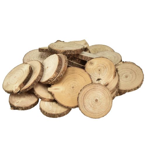 Article Mini disques en bois disques décoratifs pour sapin naturel Ø3-6cm 600g