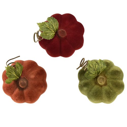Article Mini décoration citrouille floquée – couleurs automnales assorties 9,5 cm 3 pcs