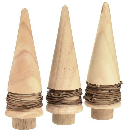 Floristik24 Mini décoration de sapin de Noël en bois décoration de table naturelle H13,5 cm 3 pièces