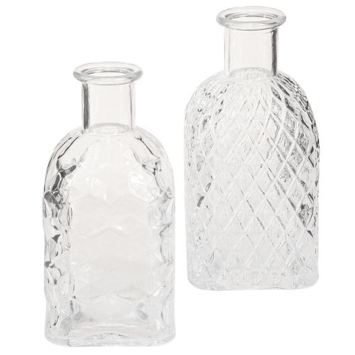 Floristik24 Mini Vases Bouteilles Décoratives Carrées en Verre H13cm 4pcs