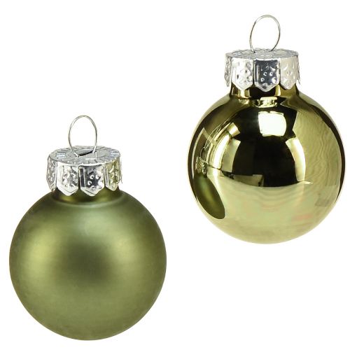 Floristik24 Mini boules de sapin de Noël verre vert mix Ø2,5cm 22 pcs
