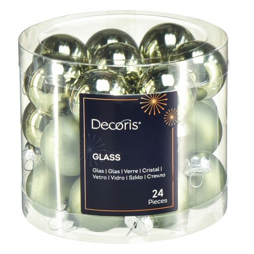 Floristik24 Mini boules de sapin de Noël verre vert mix Ø2,5cm 22 pcs